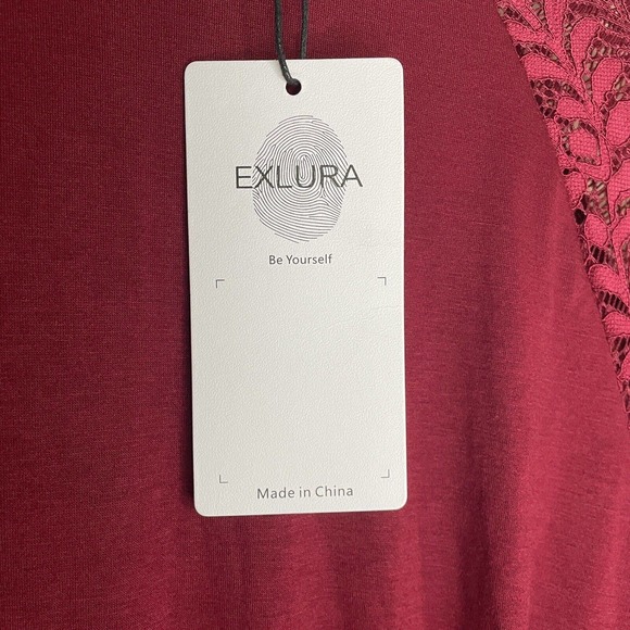 EXLURA Women’s Lace Sleeve Mini Dress Ruffle High Neck Dress Flowy Wedding Guest - Picture 10 of 13